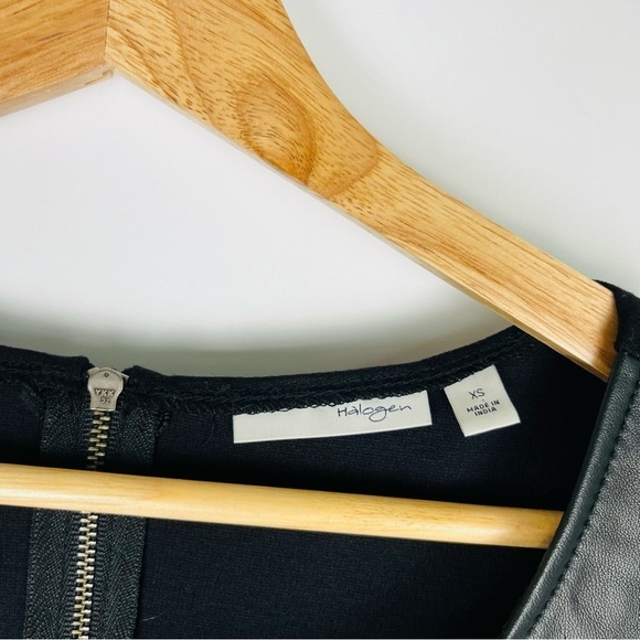 Halogen Black Leather Front Knit Back Peplum Blouse - Picture 5 of 7